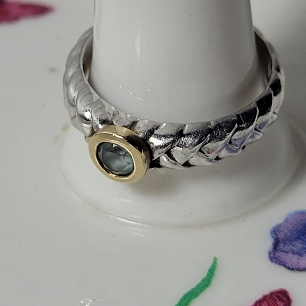 ❤ 925-SILVER AND 10K GOLD RING SIZE 7 - Picture 2 of 15